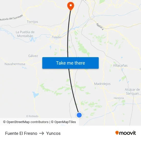 Fuente El Fresno to Yuncos map