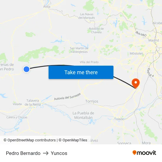 Pedro Bernardo to Yuncos map