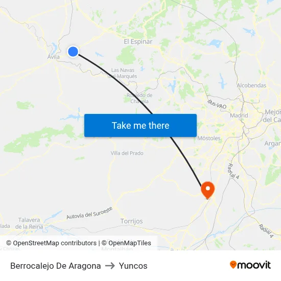 Berrocalejo De Aragona to Yuncos map