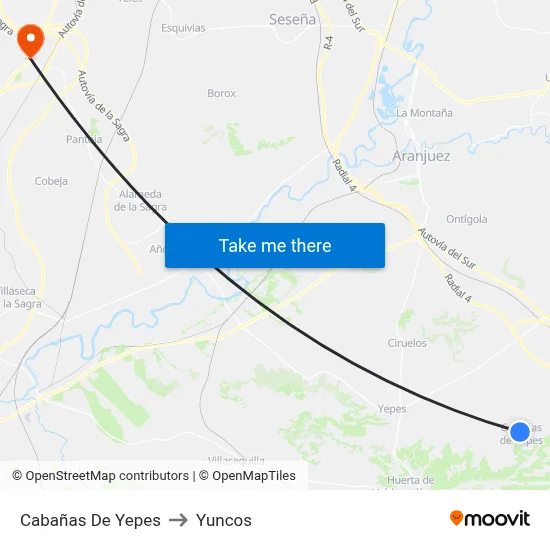 Cabañas De Yepes to Yuncos map