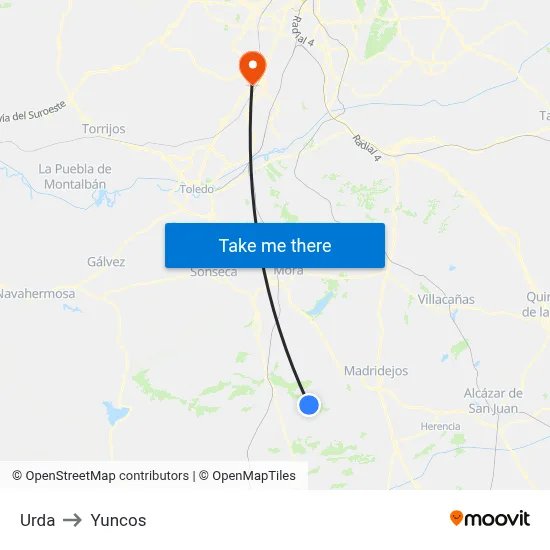 Urda to Yuncos map