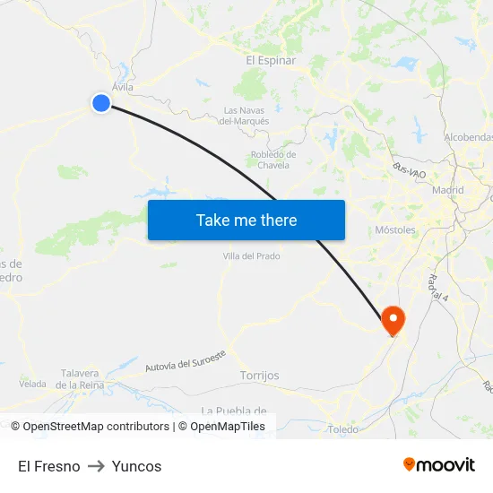 El Fresno to Yuncos map