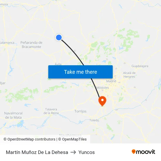 Martín Muñoz De La Dehesa to Yuncos map