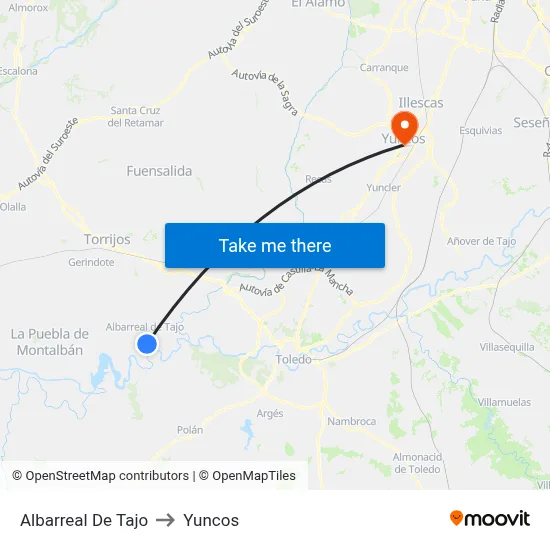 Albarreal De Tajo to Yuncos map