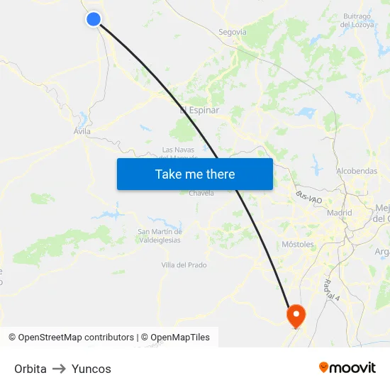 Orbita to Yuncos map