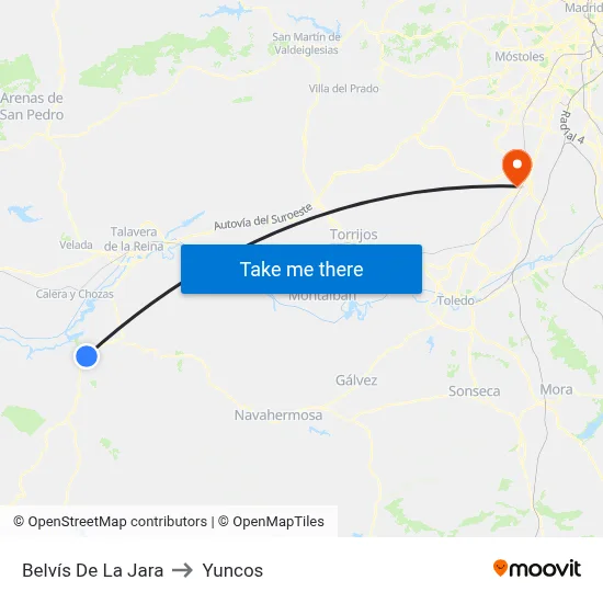 Belvís De La Jara to Yuncos map