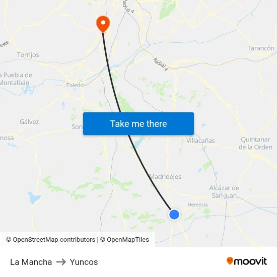 La Mancha to Yuncos map