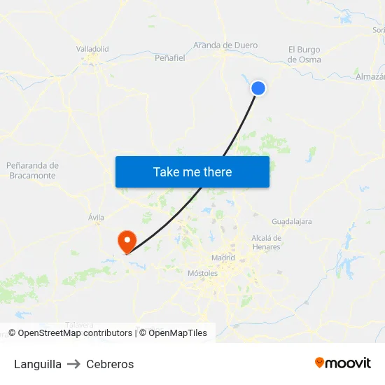 Languilla to Cebreros map