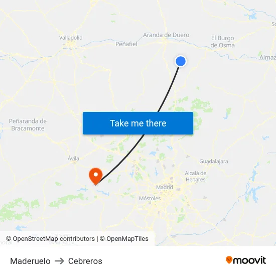 Maderuelo to Cebreros map