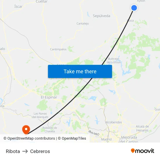 Ribota to Cebreros map