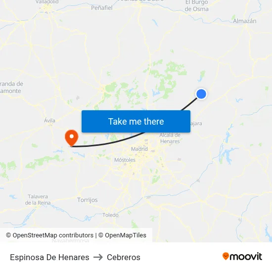 Espinosa De Henares to Cebreros map