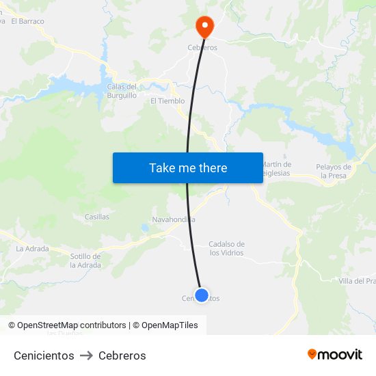 Cenicientos to Cebreros map