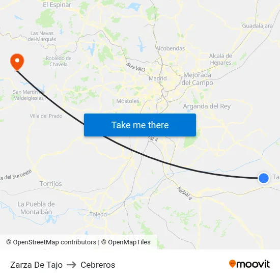 Zarza De Tajo to Cebreros map