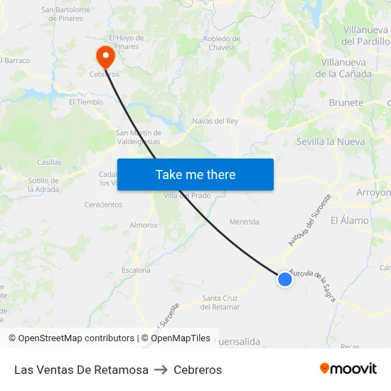 Las Ventas De Retamosa to Cebreros map
