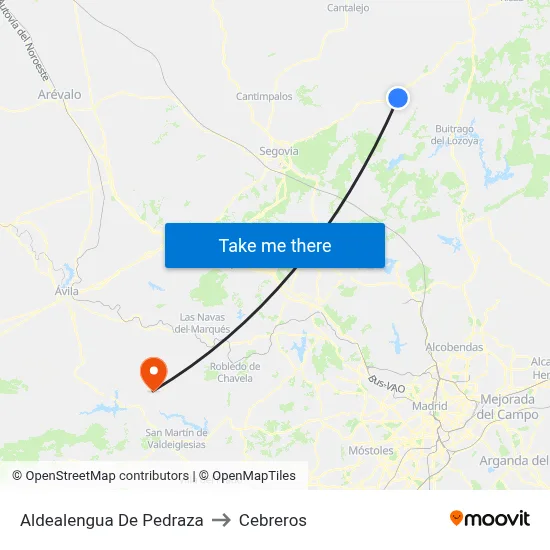 Aldealengua De Pedraza to Cebreros map