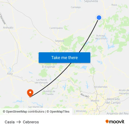 Casla to Cebreros map