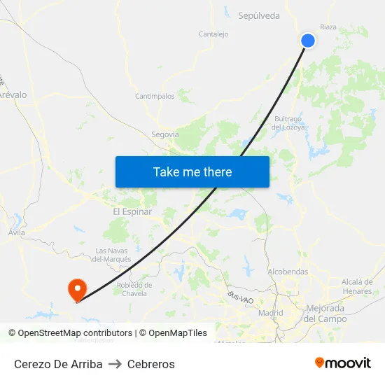 Cerezo De Arriba to Cebreros map