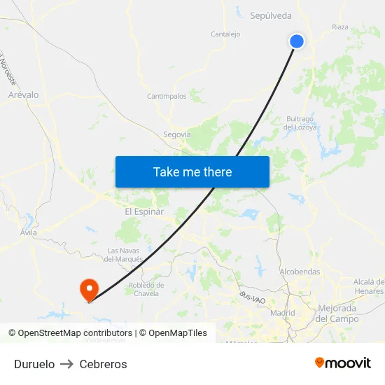 Duruelo to Cebreros map