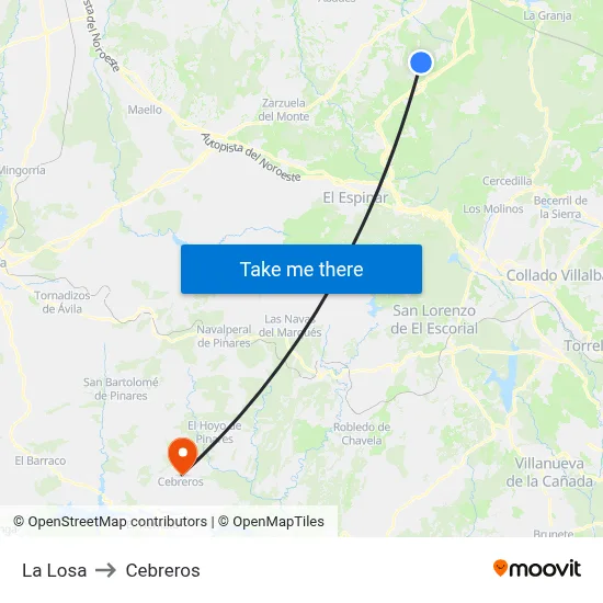 La Losa to Cebreros map