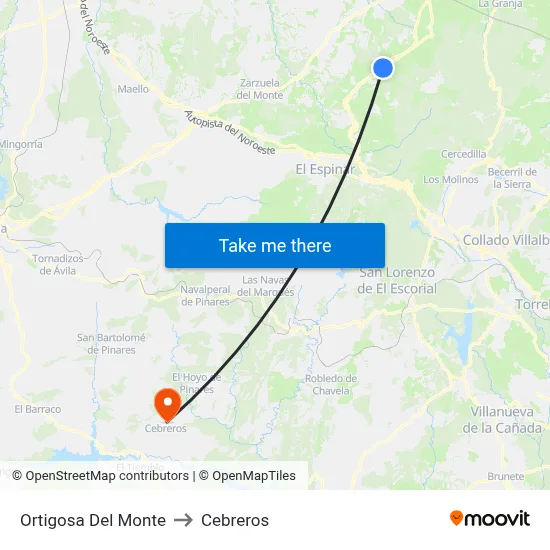 Ortigosa Del Monte to Cebreros map