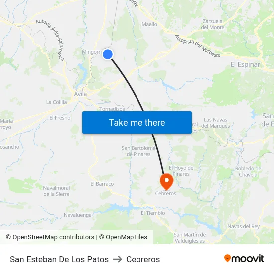 San Esteban De Los Patos to Cebreros map