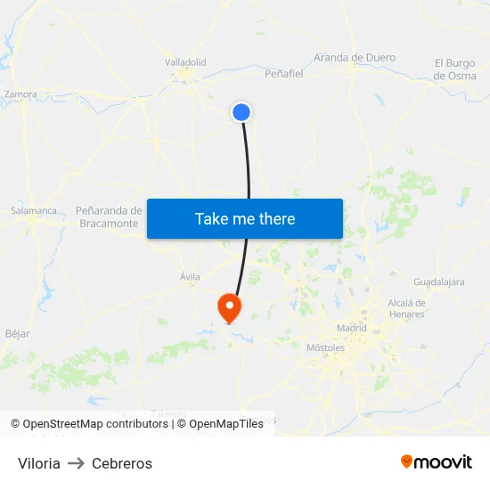 Viloria to Cebreros map