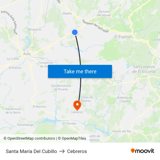 Santa María Del Cubillo to Cebreros map