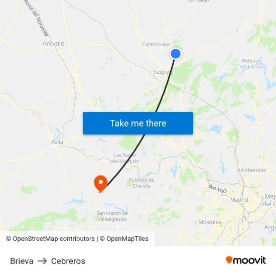 Brieva to Cebreros map