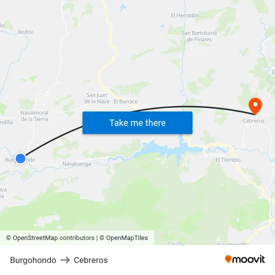 Burgohondo to Cebreros map