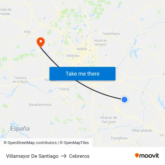 Villamayor De Santiago to Cebreros map
