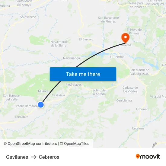 Gavilanes to Cebreros map