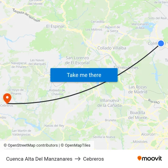 Cuenca Alta Del Manzanares to Cebreros map