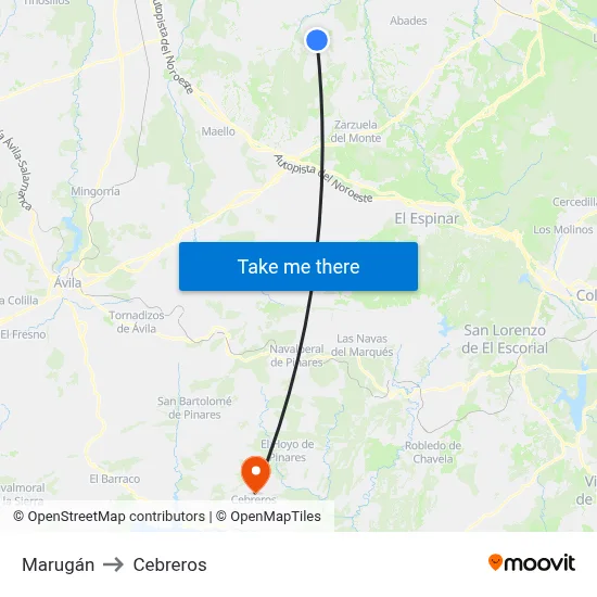 Marugán to Cebreros map