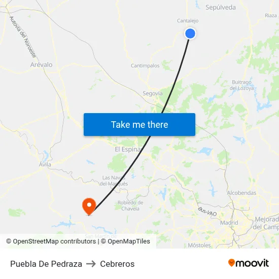 Puebla De Pedraza to Cebreros map