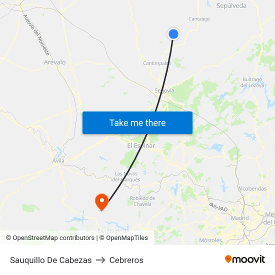 Sauquillo De Cabezas to Cebreros map