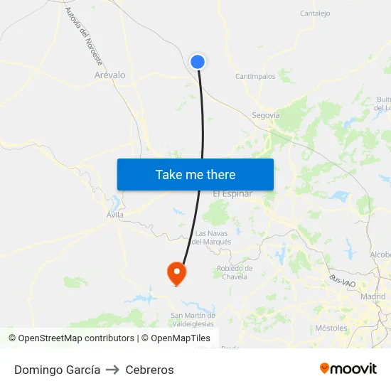 Domingo García to Cebreros map