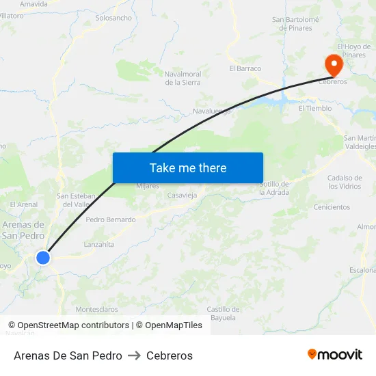 Arenas De San Pedro to Cebreros map