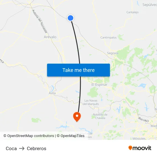 Coca to Cebreros map