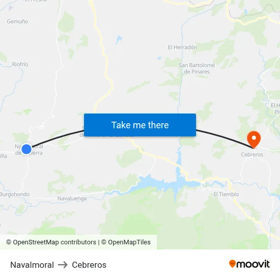Navalmoral to Cebreros map