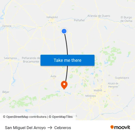 San Miguel Del Arroyo to Cebreros map