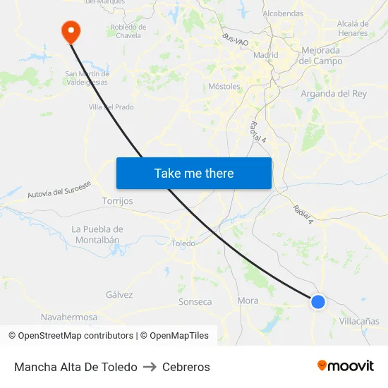Mancha Alta De Toledo to Cebreros map