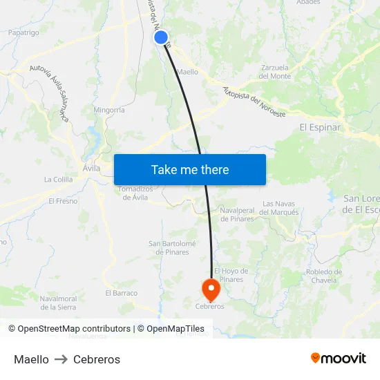 Maello to Cebreros map