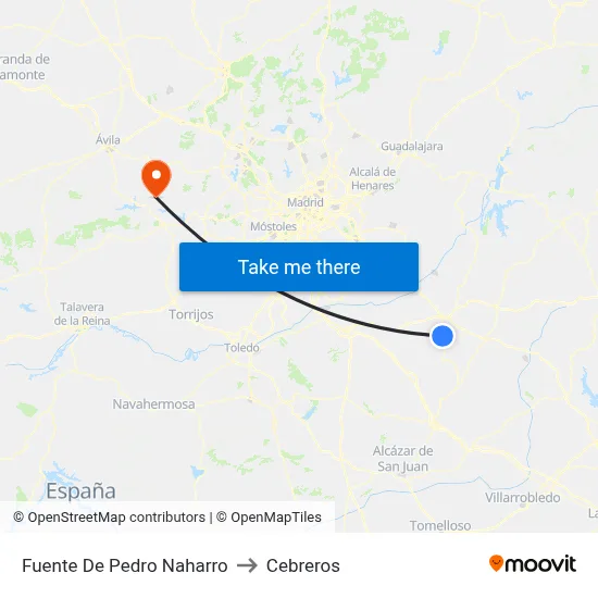 Fuente De Pedro Naharro to Cebreros map