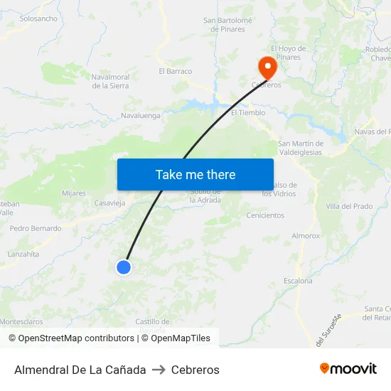Almendral De La Cañada to Cebreros map