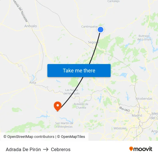 Adrada De Pirón to Cebreros map