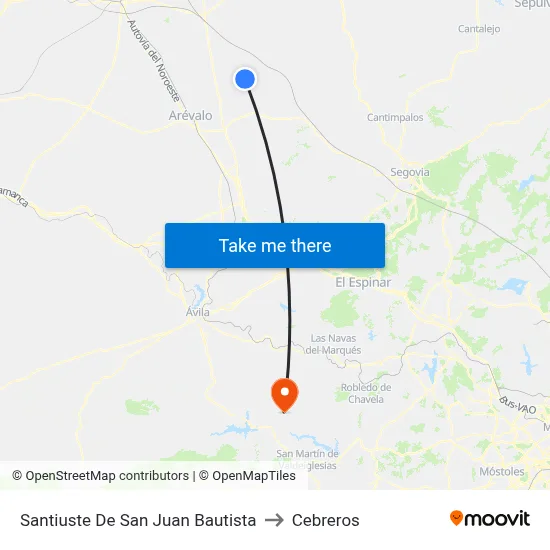 Santiuste De San Juan Bautista to Cebreros map