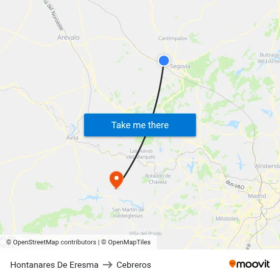 Hontanares De Eresma to Cebreros map