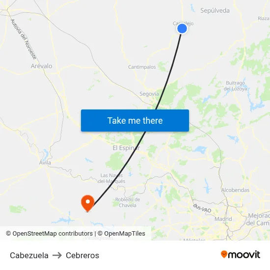 Cabezuela to Cebreros map