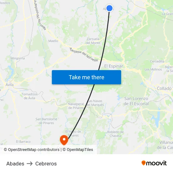 Abades to Cebreros map