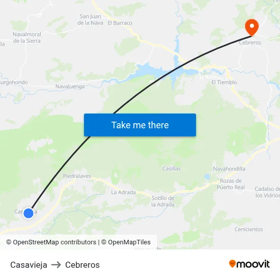 Casavieja to Cebreros map